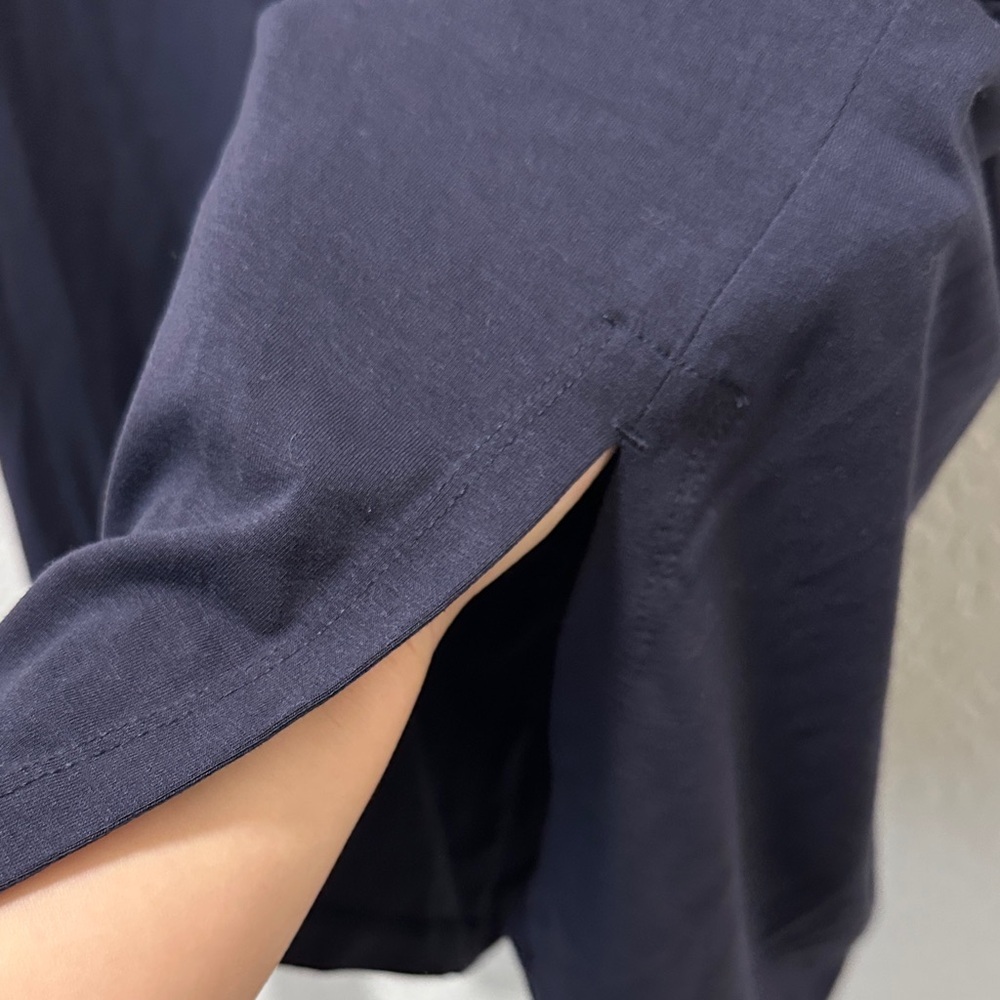 Eileen Fisher Navy V-Neck Short Sleeve Top - Picture 4 of 5